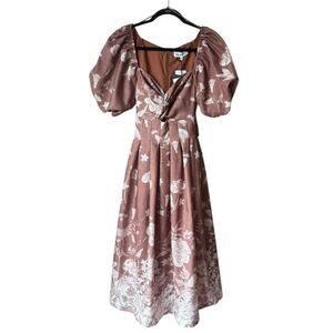 En Saison Monet Midi Puff Sleeve Square Neck Dress NWT Size XS